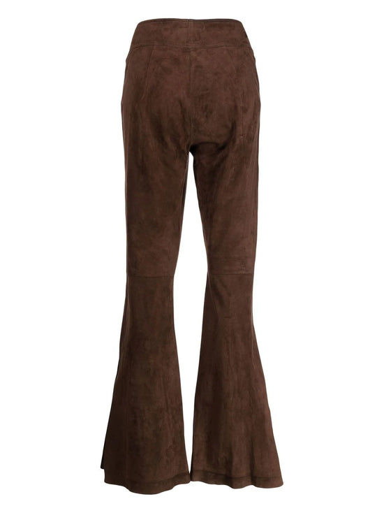 High-Waisted Flared Suede Trousers - Rewind Vintage Affairs