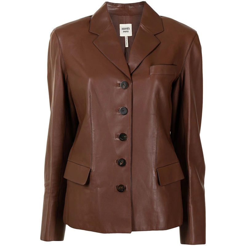 Brown Lambskin Blazer - rewindvintageofficial