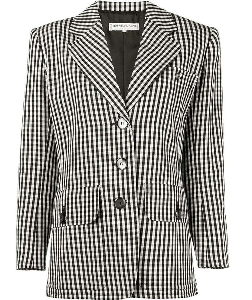 Black and white gingham blazer best sale