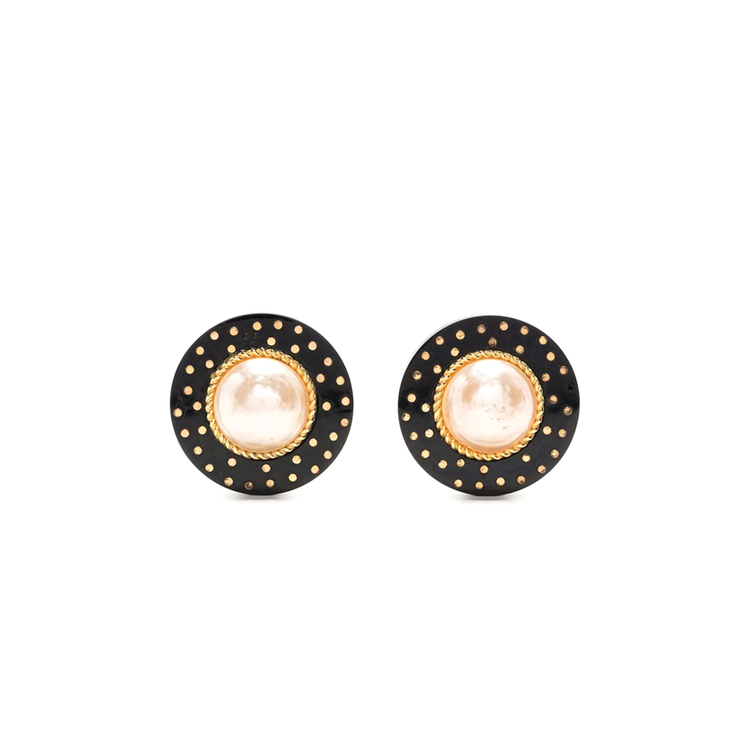 Studded Bakelite Pearl Clip-on Earrings - Rewind Vintage Affairs