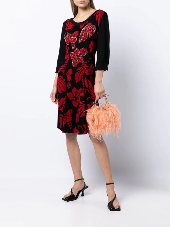 Floral Print Embellished Dress - Rewind Vintage Affairs