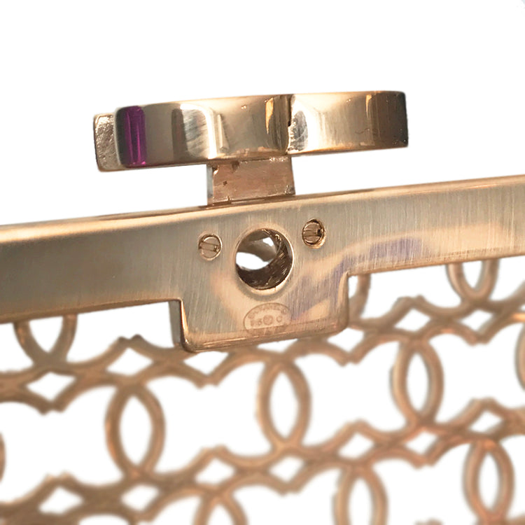 Gold Logo Cage Chain Clutch - rewindvintageofficial
