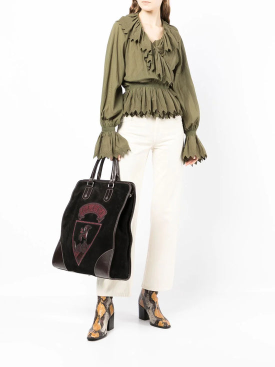 Runway Suede Logo Tote Bag - Rewind Vintage Affairs