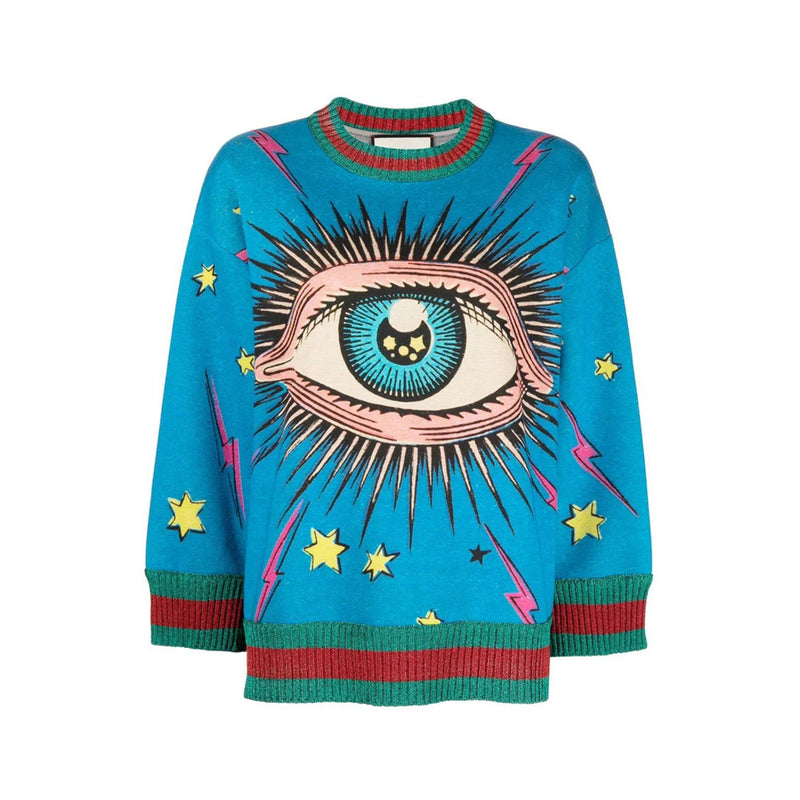 Evil Eye Print Crewneck - Rewind Vintage Affairs