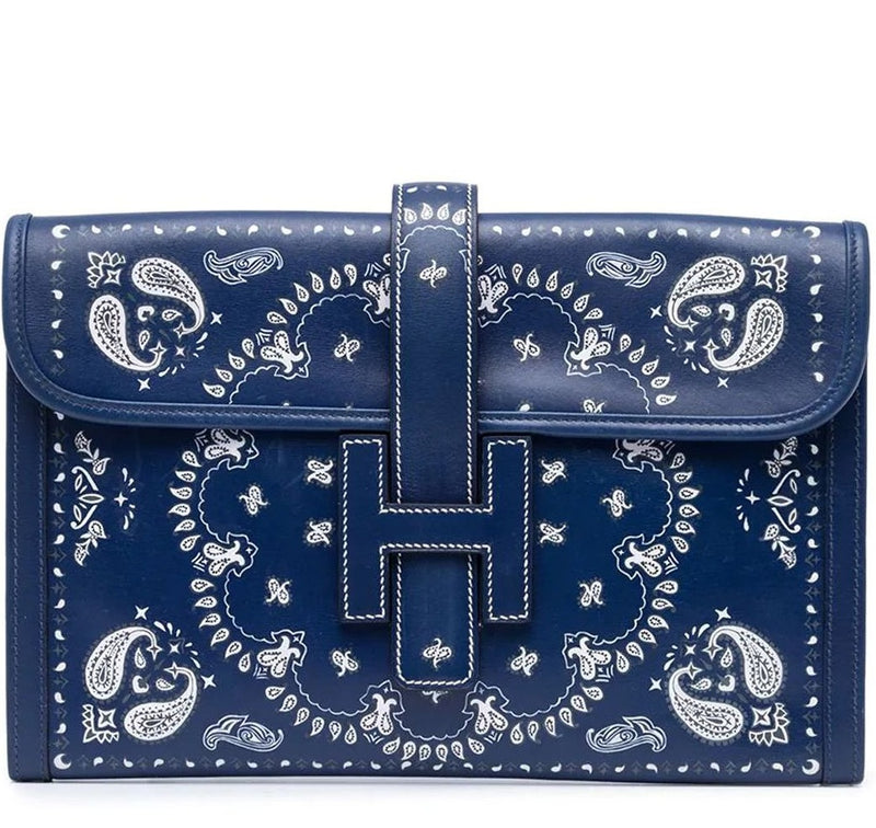 Blue Bandana Print Jige Clutch - rewindvintageofficial