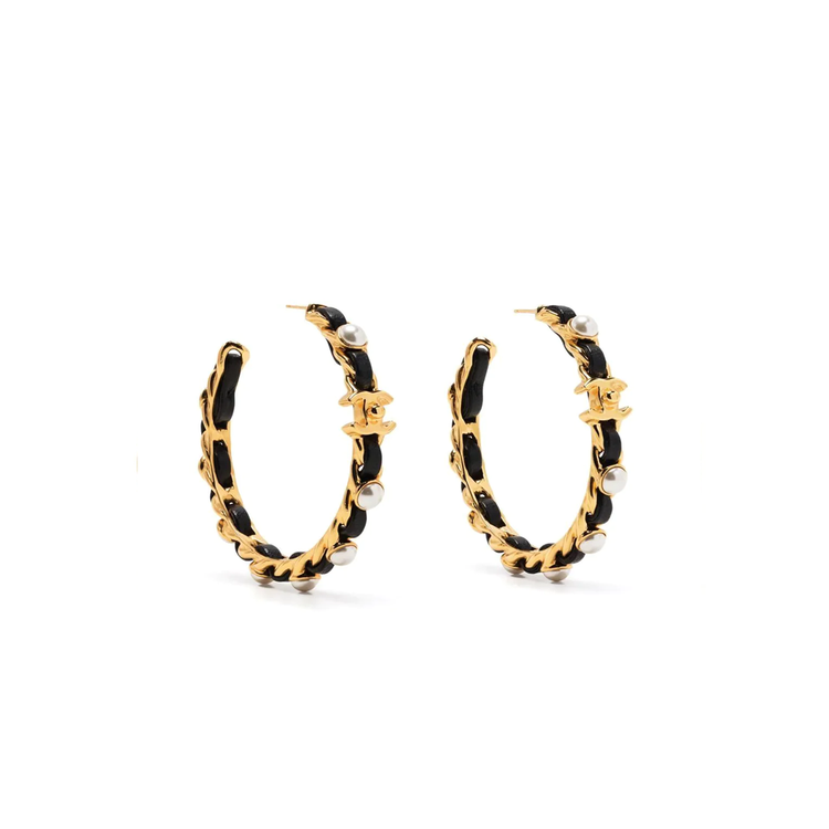 Gold-Glated Pearl Hoop Earrings - Rewind Vintage Affairs