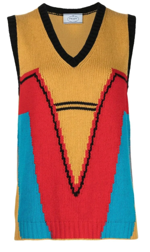Colour-Block Knitted Vest - Rewind Vintage Affairs