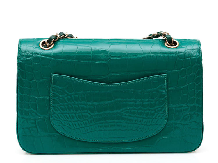 Chanel Shiny Emerald Green Exotic Medium Double Flap Bag