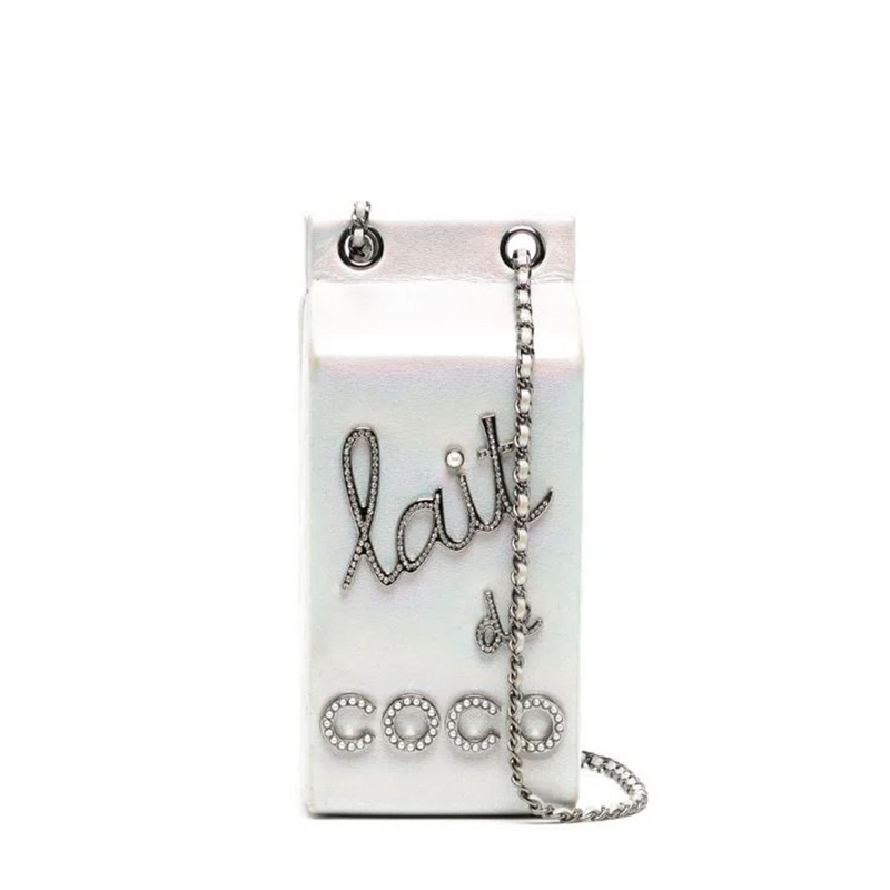 Iridescent Silver Lait De Coco Milk Carton Bag