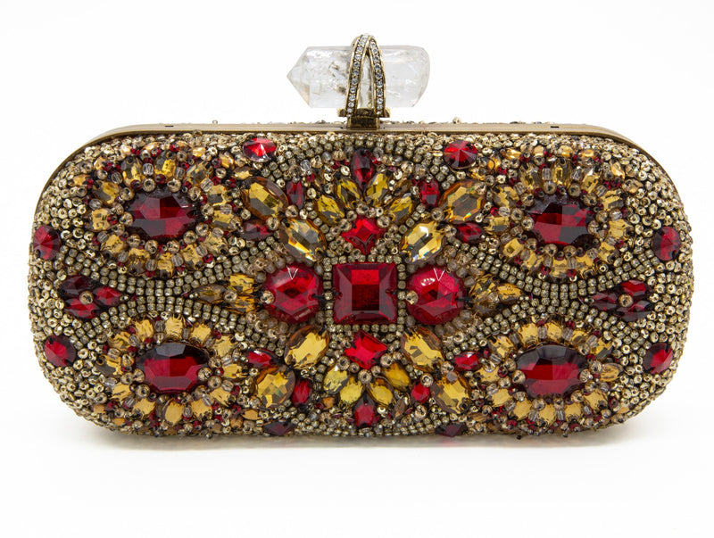 Rhinestone Embossed Clutch Bag - Rewind Vintage Affairs