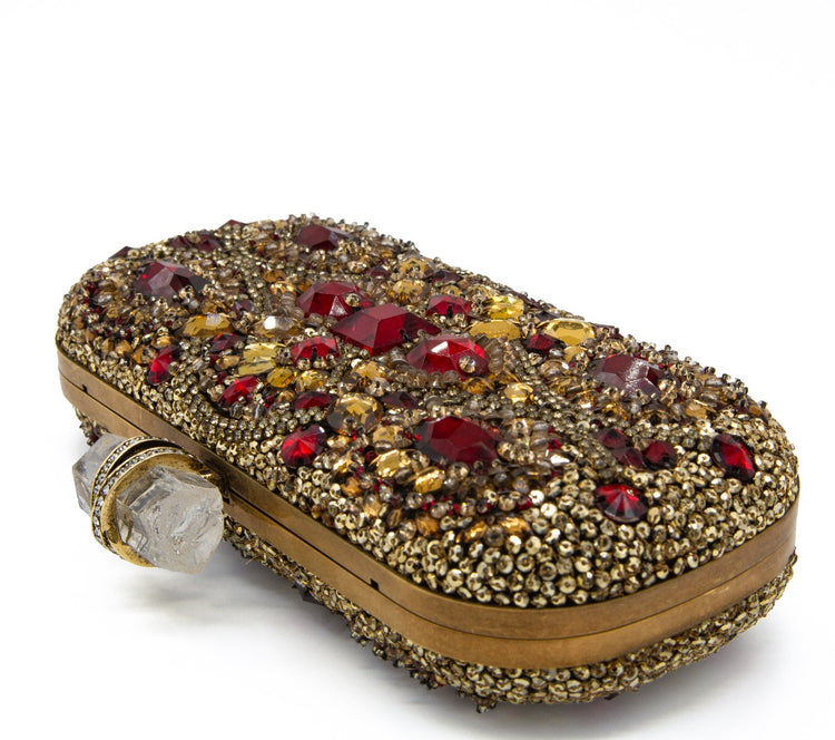 Rhinestone Embossed Clutch Bag - Rewind Vintage Affairs