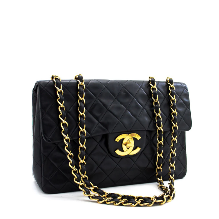 CHANEL Round Zip Small Chain Shoulder Bag Black Quilted Lambskin