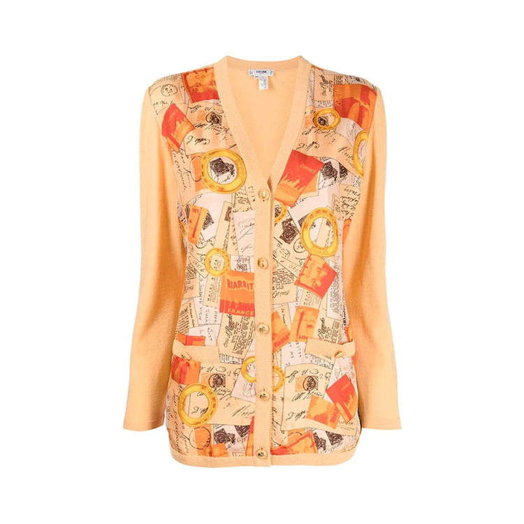 Postcard Print Silk Cardigan - Rewind Vintage Affairs