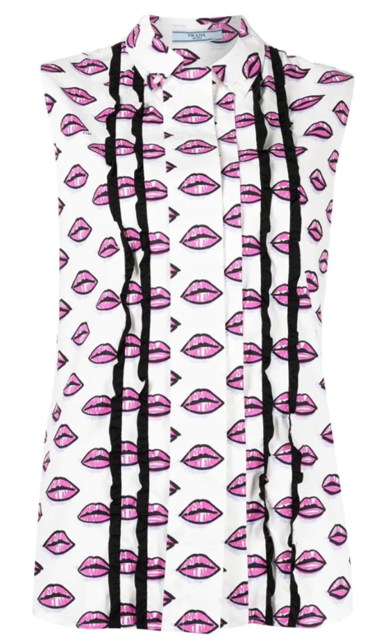 Kiss Print Sleeveless Shirt - Rewind Vintage Affairs