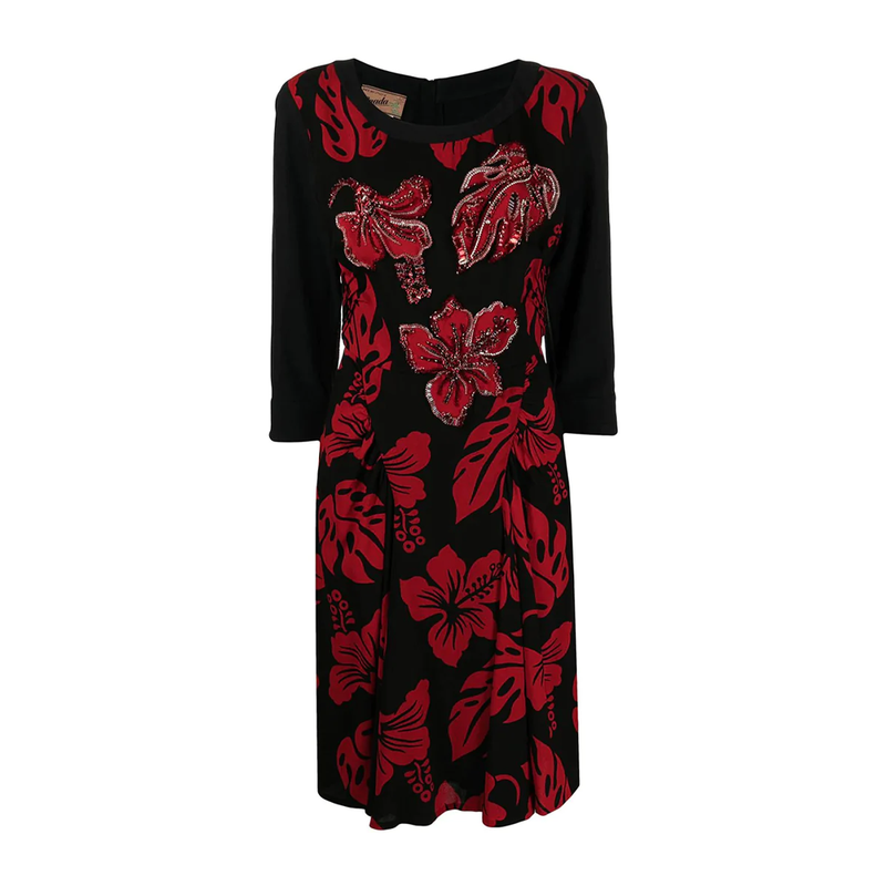 Floral Print Embellished Dress - Rewind Vintage Affairs