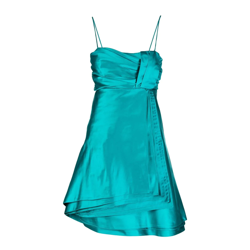 Turquoise Layered Silk Dress - Rewind Vintage Affairs