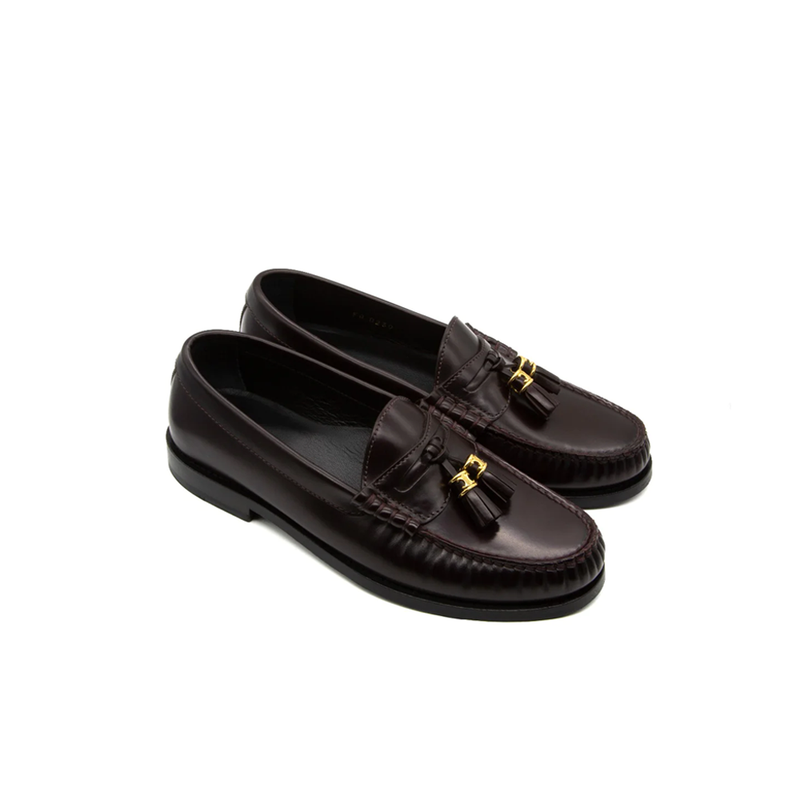 Burgundy Luco Embellished Tassel Loafers - Rewind Vintage Affairs