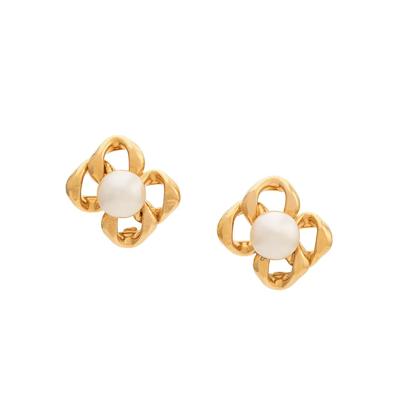 Square Pearl Embellished Earrings - Rewind Vintage Affairs