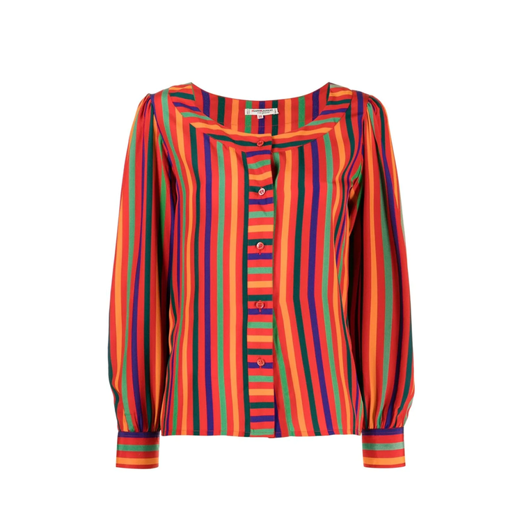 Rive Gauche Striped Silk Blouse - Rewind Vintage Affairs