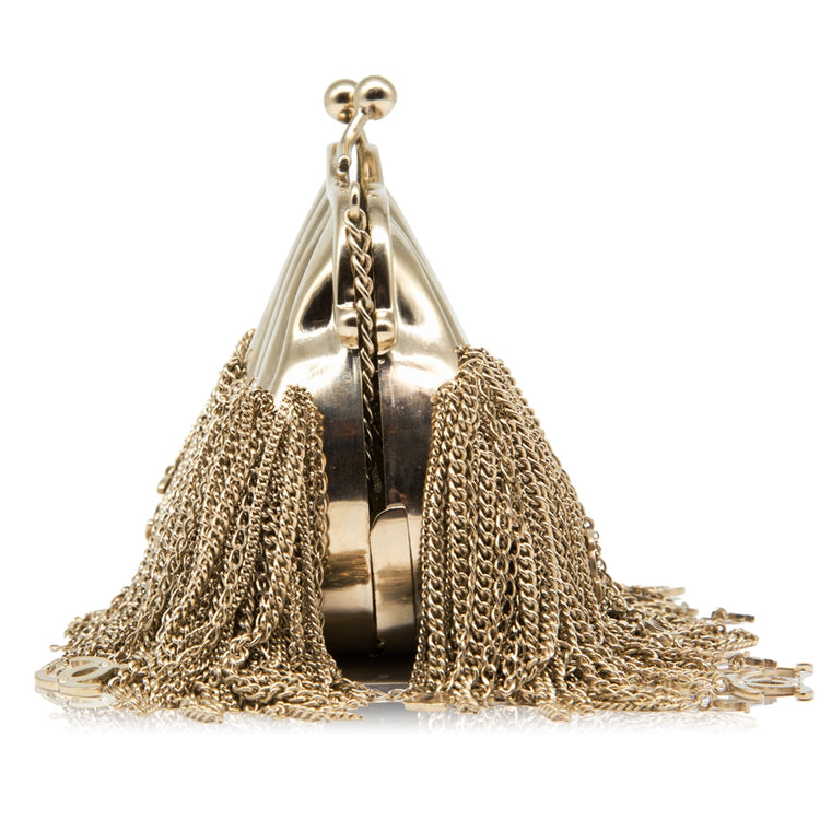 Chanel Gold Chain Tassel Shell Coin Purse