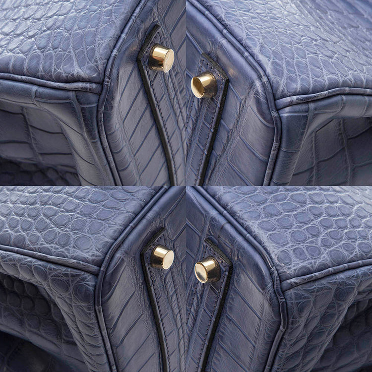 Hermes Exotic Brighton Blue 35cm Birkin Bag
