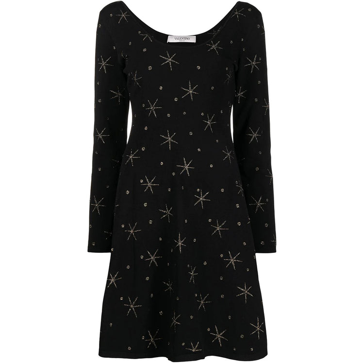 Black Star Embellished Knit Dress - Rewind Vintage Affairs
