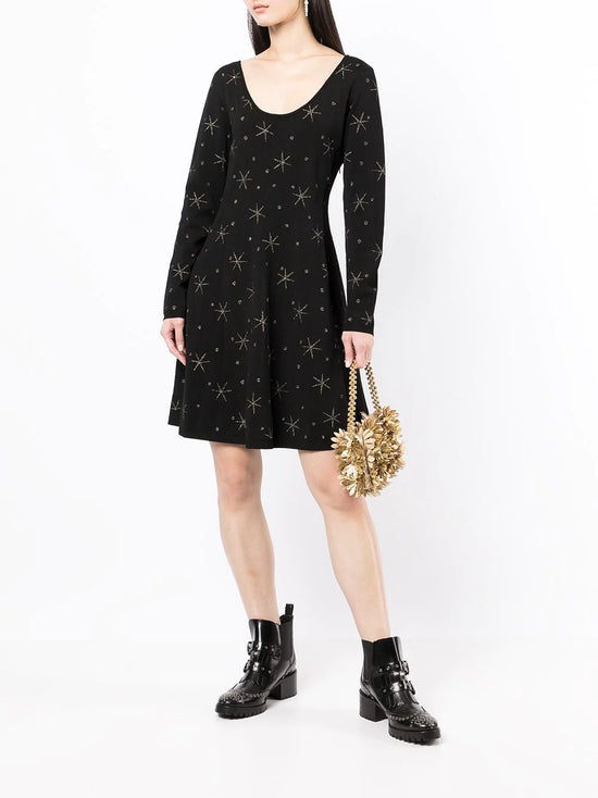 Black Star Embellished Knit Dress - Rewind Vintage Affairs