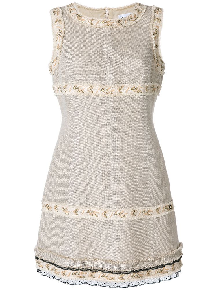 Vintage Embellished Lace Trim Linen Dress - rewindvintageofficial