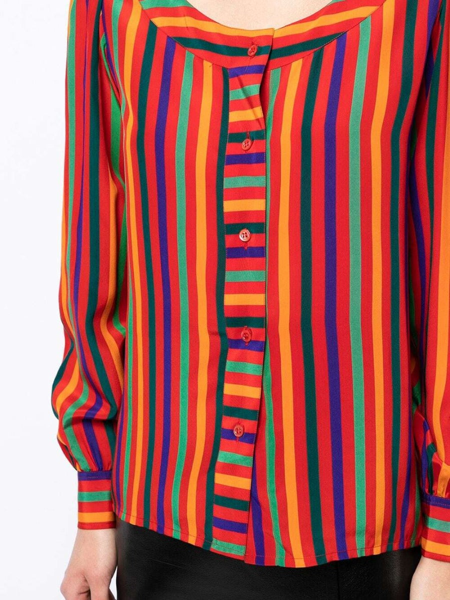 Rive Gauche Striped Silk Blouse - Rewind Vintage Affairs