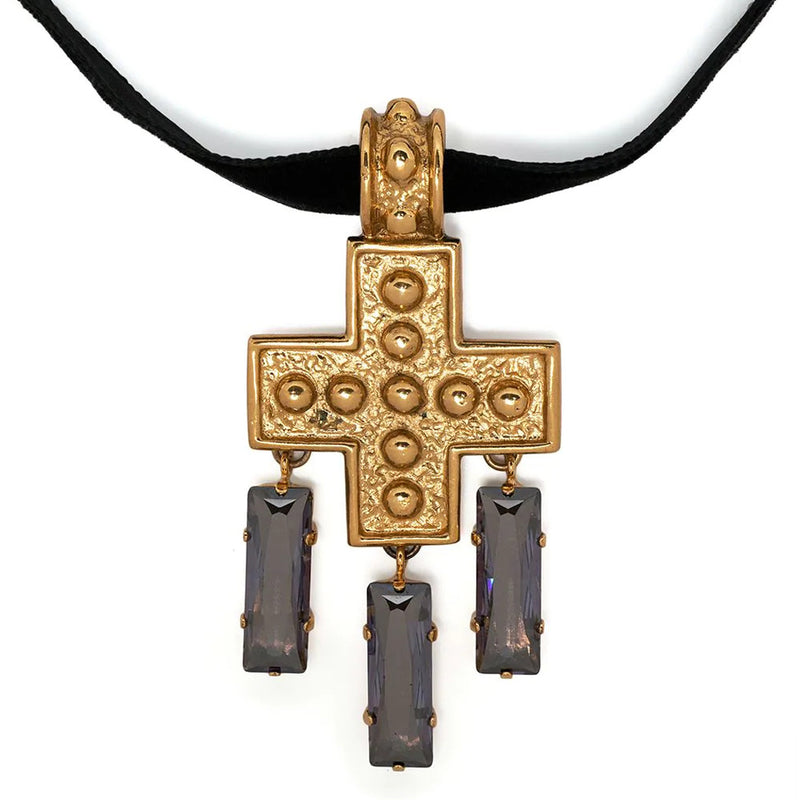 Cross Pendant Choker Necklace - Rewind Vintage Affairs